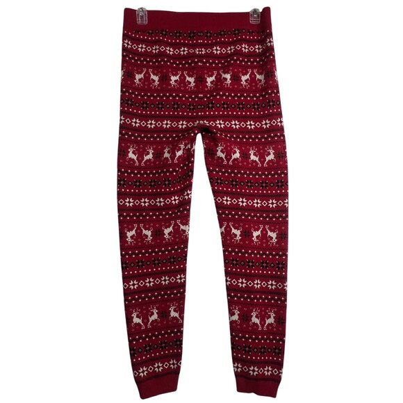 Torrid Red Holiday Reindeer Fair Isle Knit Leggings Polyester Blend Womens Sz 1 - Picture 2 of 6